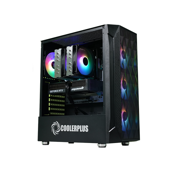 VỎ CASE COOLERPLUS EB02 BLACK (SIZE ATX/SẴN 3 FAN)