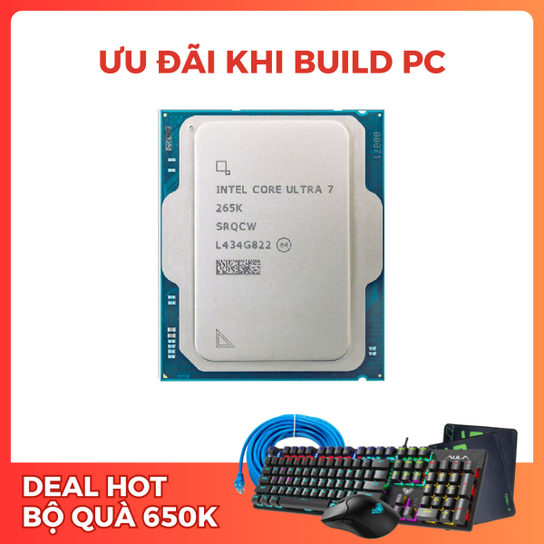 CPU INTEL ULTRA 7 265K TRAY (UP TO 5.50 GHZ, 20 NHÂN, 20 LUỒNG, 30MB CACHE, FCLGA1851)
