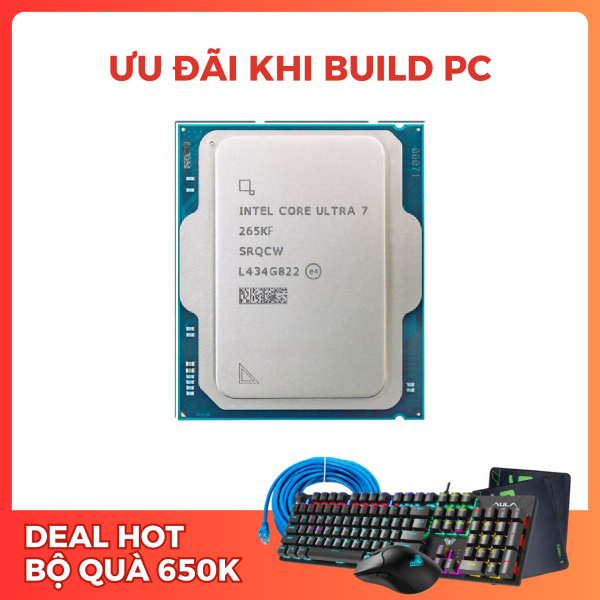 CPU INTEL ULTRA 7 265K TRAY (UP TO 5.50 GHZ, 20 NHÂN, 20 LUỒNG, 30MB CACHE, FCLGA1851)
