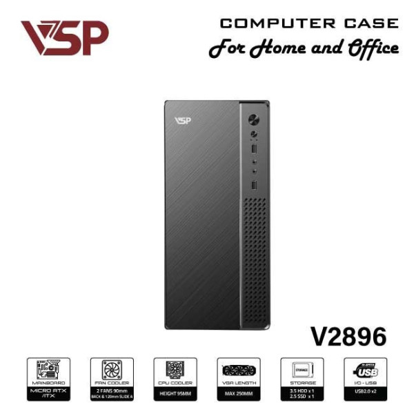 VỎ CASE VSP V2896 BLACK (M-ATX)
