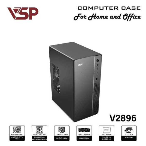 VỎ CASE VSP V2896 BLACK (M-ATX)