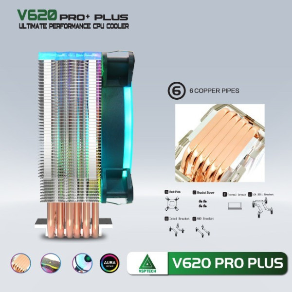 TẢN KHÍ CPU VSP TECH COOLER V620 PRO PLUS