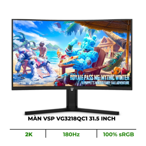 MÀN HÌNH CONG GAMING 2K VSP VG3218QC1 (31.5 INCH/ QHD/ VA/ 180HZ/ 1MS)