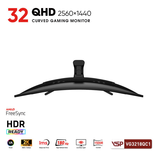 MÀN HÌNH CONG GAMING 2K VSP VG3218QC1 (31.5 INCH/ QHD/ VA/ 180HZ/ 1MS)
