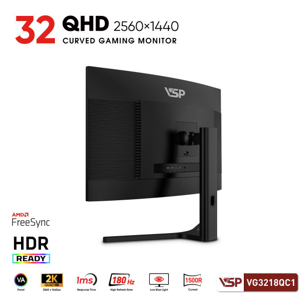 MÀN HÌNH CONG GAMING 2K VSP VG3218QC1 (31.5 INCH/ QHD/ VA/ 180HZ/ 1MS)