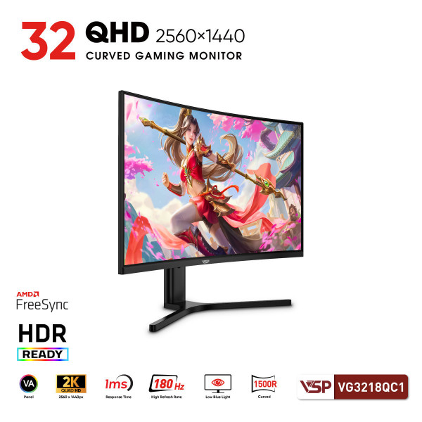 MÀN HÌNH CONG GAMING 2K VSP VG3218QC1 (31.5 INCH/ QHD/ VA/ 180HZ/ 1MS)