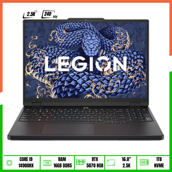 Laptop Gaming Lenovo Legion Pro 5 Y7000P IRX10 (2025) (Core i9-14900HX | 16GB | 1TB SSD | RTX 5070 8GB | 16.0” 2.5K 240Hz | Win11 | Black)