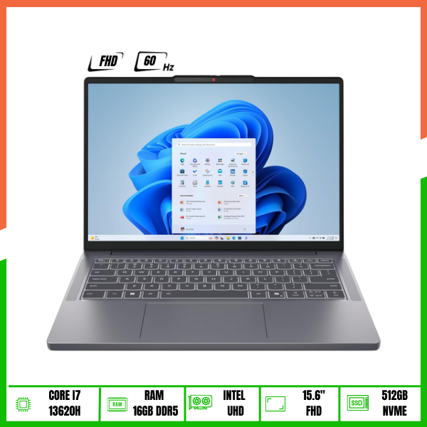 Laptop Lenovo Ideapad Slim 3 15IRH8 83EM00H6IN (Core i7-13620H | 16GB | 512GB SSD | Intel UHD Graphics | 15.6' FHD | Win11 | Grey)