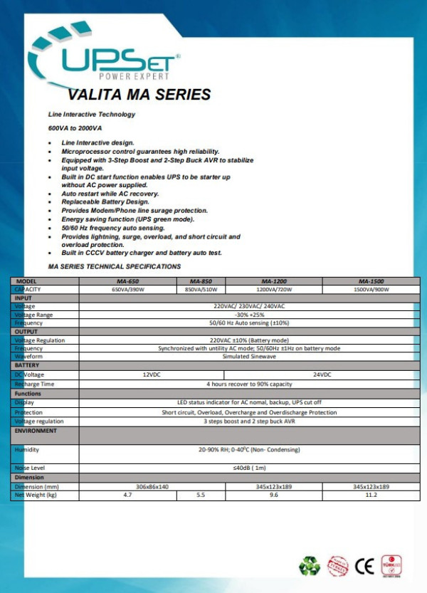 UPS MA-1200 (1200VA/720W)