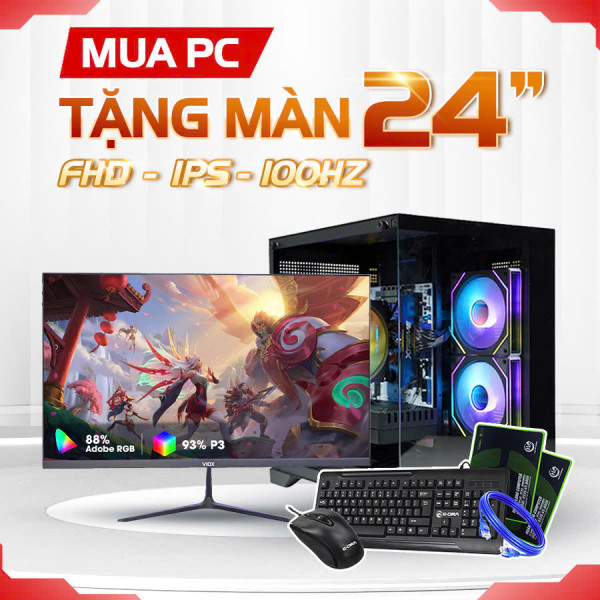 TẶNG KÈM MÀN HÌNH 24 INCH {I5 10400F | GTX 1060 3G| Ram 16G | NVME 256G}