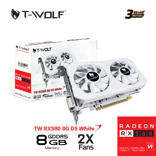 VGA T-WOLF RX 580 8GB GDDR5 WHITE