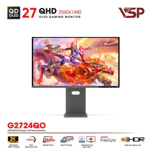 Màn hình QD-OLED Ai gaming Vision Pro G2724QO (27Inch / 2K / 10bit / 240Hz / 0.03ms / G-Sync)