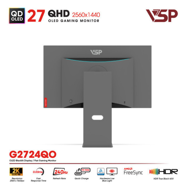 Màn hình QD-OLED Ai gaming Vision Pro G2724QO (27Inch / 2K / 10bit / 240Hz / 0.03ms / G-Sync)