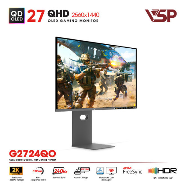 Màn hình QD-OLED Ai gaming Vision Pro G2724QO (27Inch / 2K / 10bit / 240Hz / 0.03ms / G-Sync)