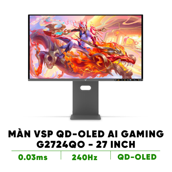 Màn hình QD-OLED Ai gaming Vision Pro G2724QO (27Inch / 2K / 10bit / 240Hz / 0.03ms / G-Sync)
