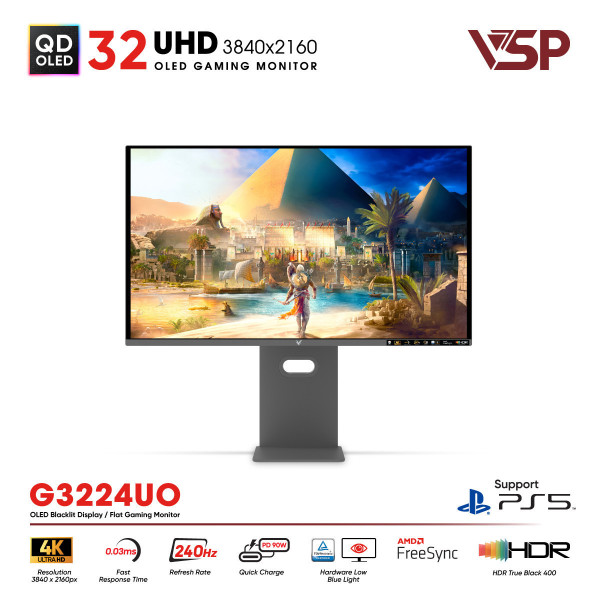Màn hình QD-OLED Ai gaming Vision Pro G3224UO (32inch / 4K / 10bit / 240Hz / 0.03ms / G-sync)
