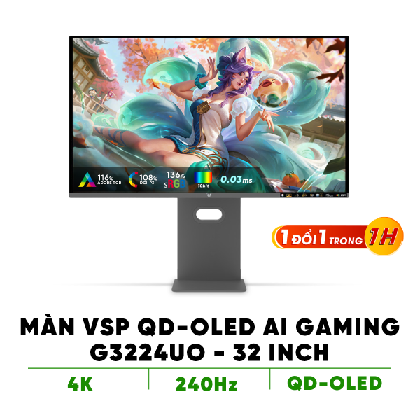 Màn hình QD-OLED Ai gaming Vision Pro G3224UO (32inch / 4K / 10bit / 240Hz / 0.03ms / G-sync)