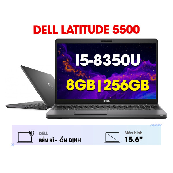 Laptop Dell Latitude 5500 (Core i5-8350U | 8GB | 256GB SSD | Intel UHD Graphics | 15.6' FHD IPS | Win10 | Đen)