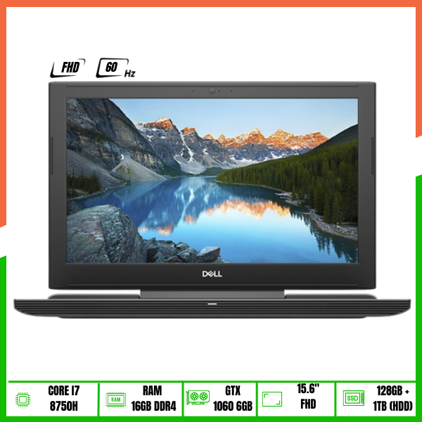 Laptop Gaming Dell G7-7588 (Core i7-8750H | 16GB | 128GB SSD + 1TB HDD | GTX 1060 6GB | 15.6' FHD IPS | Win10 | Đen)