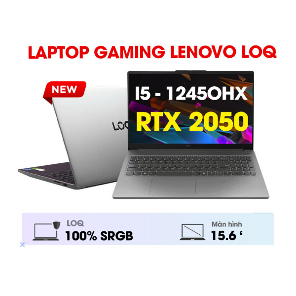 LAPTOP GAMING LENOVO LOQ 15IAX9E 83LK006CIN (CORE I5-12450HX | 12GB | 512GB | RTX 2050 4GB | 15.6' FHD 144HZ 100% SRGB | W11 HOME EN | LUNA GREY | NK)