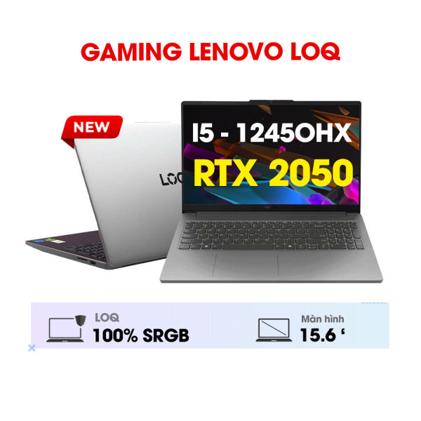 LAPTOP GAMING LENOVO LOQ 15IAX9E 83LK006CIN (CORE I5-12450HX | 12GB | 512GB | RTX 2050 4GB | 15.6' FHD 144HZ 100% SRGB | W11 HOME EN | LUNA GREY | NK)