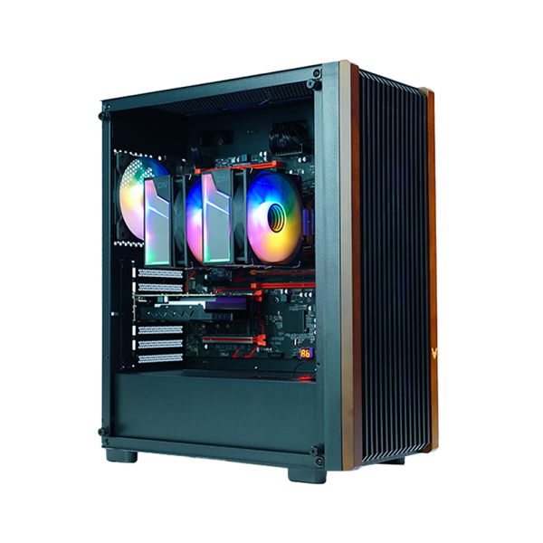 VỎ CASE VSP GAMING C19 WOODEN BLACK (SIZE E-ATX/SẴN 3 FAN)