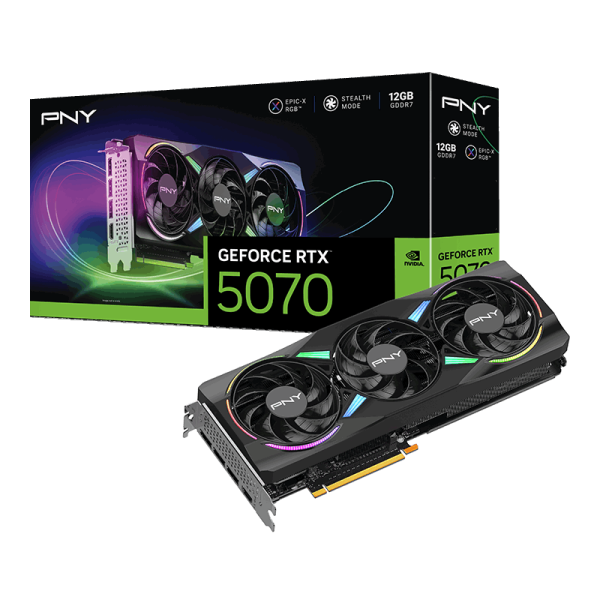 VGA PNY GEFORCE RTX 5070 12GB DDR7 OC ARGB EPIC-X RGB TRIPLE FAN (3x Display Port 1x HDMI)