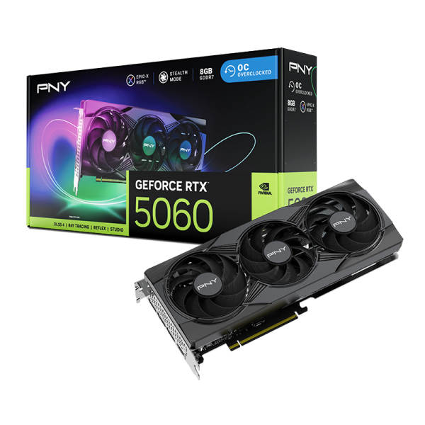 VGA PNY GEFORCE RTX 5060 8GB OC GDDR7 ARGB 3FAN (3xDISPLAY PORT 1xHDMI)