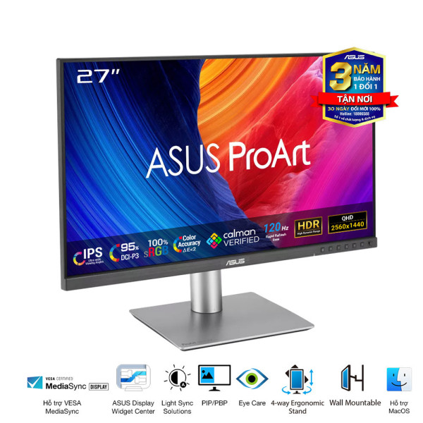 MÀN HÌNH ĐỒ HỌA ASUS PROART PA278QGV (27 INCH/ IPS/ 2K/ 120HZ/ 5MS/ SPEAKER)
