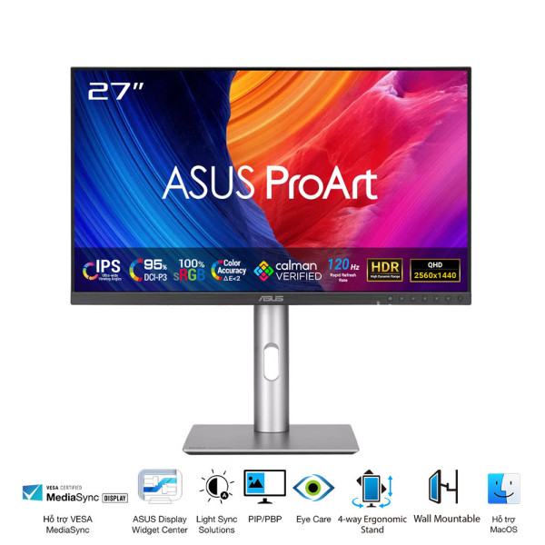 MÀN HÌNH ĐỒ HỌA ASUS PROART PA278QGV (27 INCH/ IPS/ 2K/ 120HZ/ 5MS/ SPEAKER)