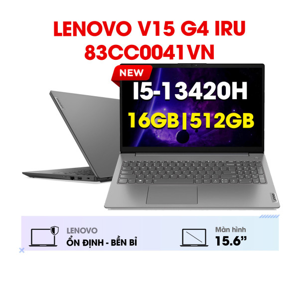 Laptop Lenovo V15 G4 IRU 83CC0041VN (Core i5-13420H | 16GB DDR4 | 512GB SSD | Intel UHD Graphics | 15.6' FHD | Wi-Fi 6 | NoOS | Xám)