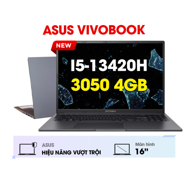Laptop Asus Vivobook K3605VC-RP431W (Core i5-13420H | 16GB | 512GB SSD | RTX 3050 4GB | 16' WUXGA | Wi-Fi 6 | Win11 | Đen)