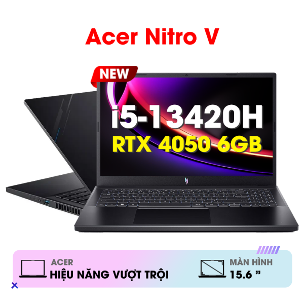 Laptop Gaming Acer Nitro V ANV15-51-55CA (Intel Core i5-13420H | RTX 4050 6GB | 16GB | 512GB | 15.6 inch FHD | Win 11 | Đen)