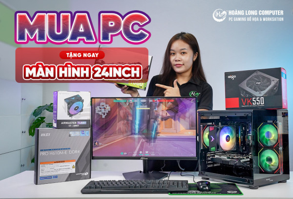 TẶNG KÈM MÀN HÌNH 24 INCH {Core I3 13100F | RX6600 8G | Ram 16G | NVME 256G}