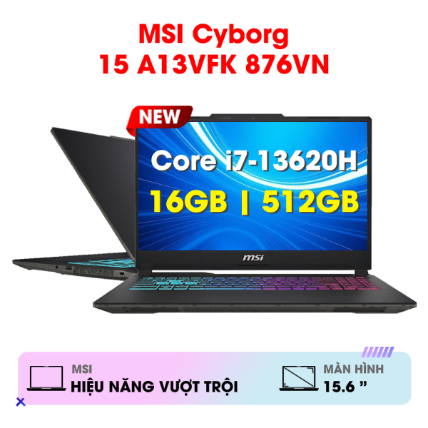 Laptop Gaming MSI Cyborg 15 A13VFK 876VN (Intel Core i7-13620H | 16GB | 512GB | RTX 4060 | 15.6 inch FHD 144Hz | Win11 | Đen)