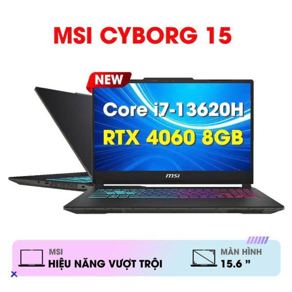 Laptop Gaming MSI Cyborg 15 A13VFK 876VN (Intel Core i7-13620H | 16GB | 512GB | RTX 4060 | 15.6 inch FHD 144Hz | Win11 | Đen)