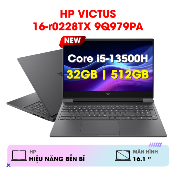 Laptop Gaming HP Victus 16-r0228TX 9Q979PA (Intel Core i5-13500H | 32GB | 512GB | RTX 4050 | 16.1 inch FHD 144Hz | Win 11 | Đen)