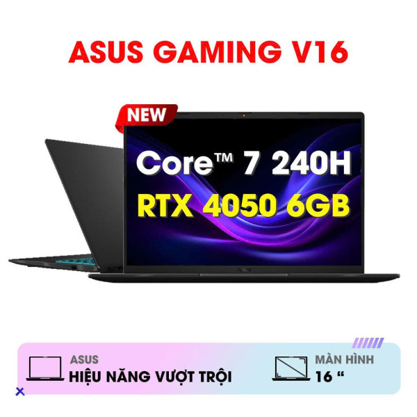 Laptop ASUS Gaming V16 V3607VU-RP216W (Core™ 7 240H | 16GB | 512GB | RTX 4050 | 16inch WUXGA 144Hz | Win 11 | Đen)