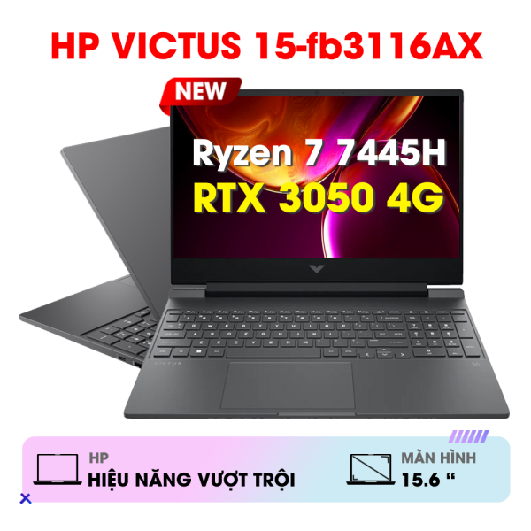 Laptop Gaming HP VICTUS 15-fb3116AX BX8U4PA (AMD Ryzen 7 7445H | RTX 3050 | 15.6 inch FHD 144Hz | 16GB | 512GB | Win 11 | Đen)