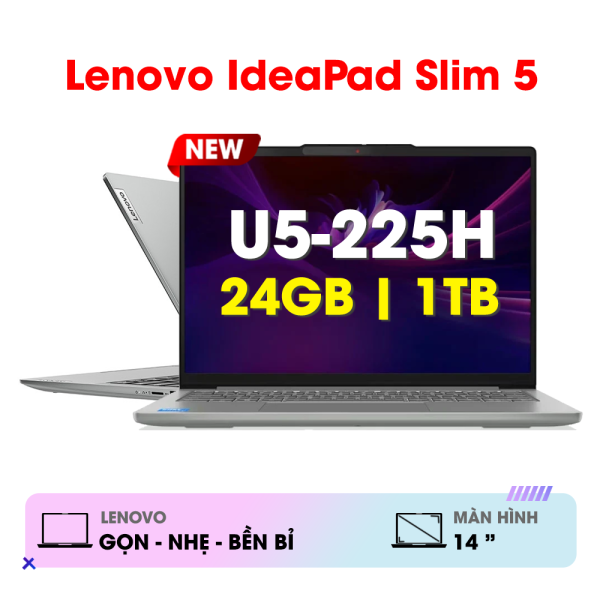 Lenovo IdeaPad Slim 5 14IAH10-83NC0016VN (U5-225H | 24GB | 1TB SSD | Intel Arc Graphics | 14' WUXGA OLED | Win 11 | Xám)