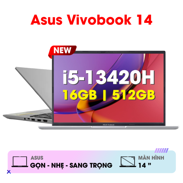 Laptop Asus Vivobook 14 X1405VA-LY623W (Intel Core i5-13420H | 16GB | 512GB | 14 Inch WUXGA | Win 11 | Bạc)