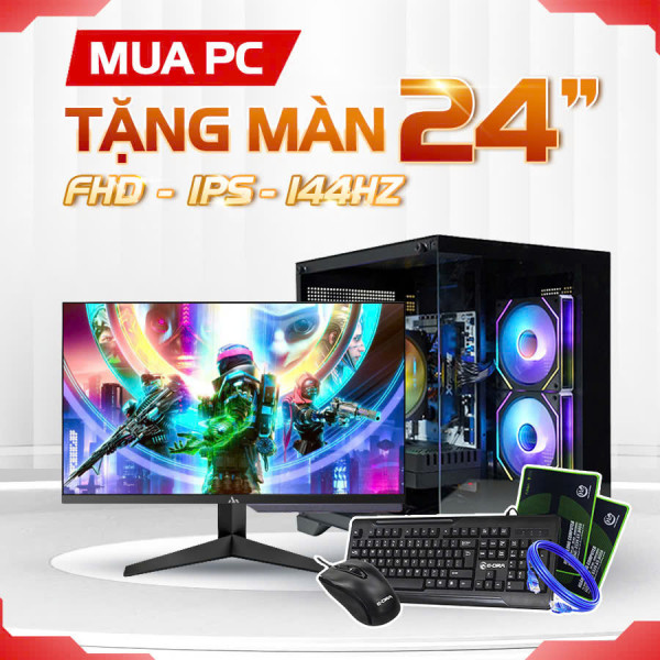 TẶNG KÈM MÀN HÌNH 24 Inch {Core I5 12400F | GTX1060 3G | Ram 16G | NVME 256G}