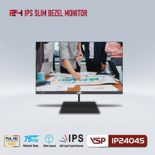 MÀN HÌNH VSP IP2404S ( 23.8 INCH/ FHD/ IPS/ 75HZ/ 5MS/ HDMI+VGA/ PHẲNG/ BLACK)