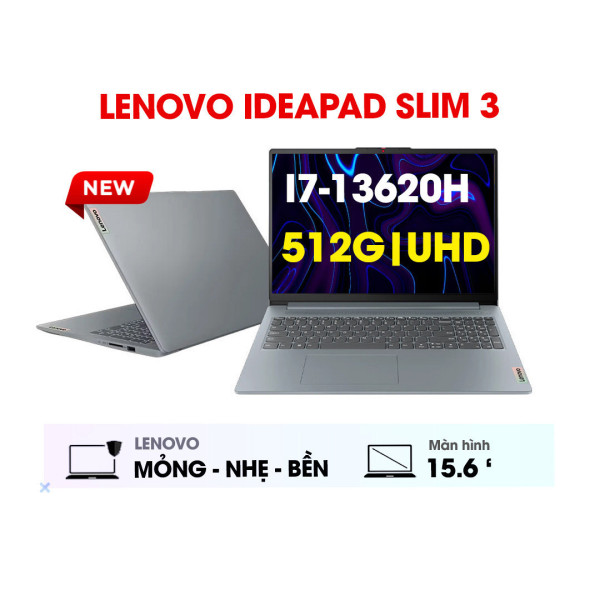 LAPTOP LENOVO IDEAPAD SLIM 3 15IRH8 83EM00H6IN (CORE I7-13620H | 16GB | 512GB  | INTEL UHD GRAPHICS | 15.6INCH FHD | DOS | GREY)