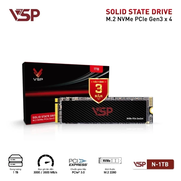 SSD NVME VSP 1TB (ĐỌC 3500MB/S GHI 3000MB/S) M.2 2280 GEN 3X4