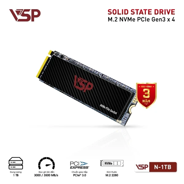 SSD NVME VSP 1TB (ĐỌC 3500MB/S GHI 3000MB/S) M.2 2280 GEN 3X4
