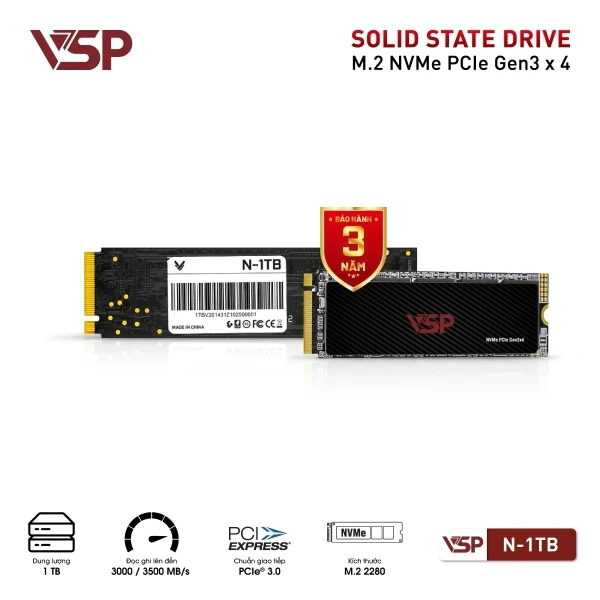 SSD NVME VSP 1TB (ĐỌC 3500MB/S GHI 3000MB/S) M.2 2280 GEN 3X4