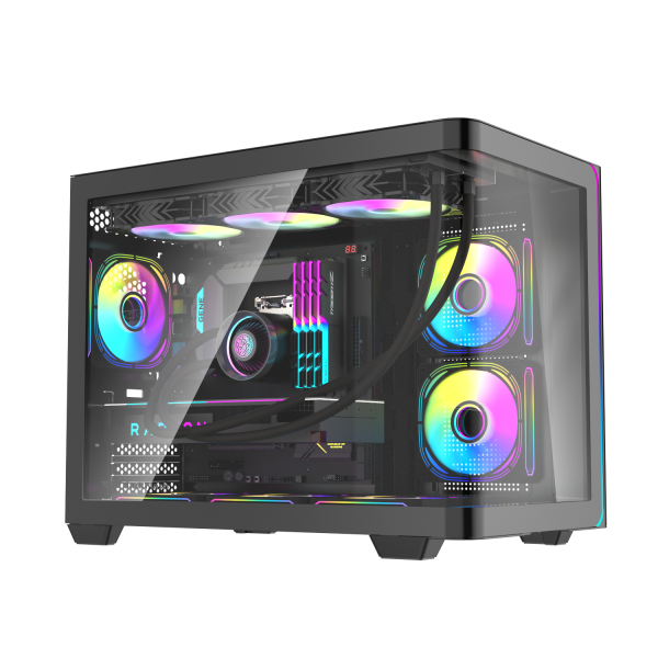 VỎ CASE MÁY TÍNH DARKFLASH L285M BLACK (M-ATX ,ITX,RAD 360, KÍNH CONG, KHÔNG FAN)