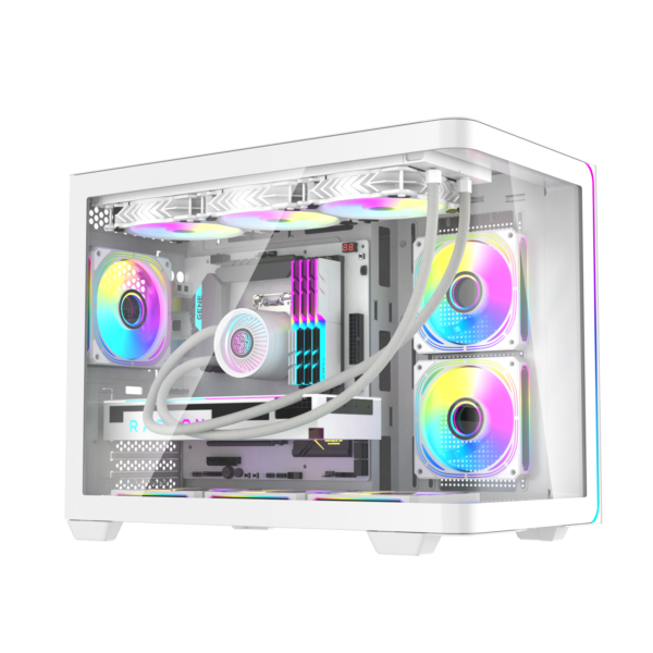 VỎ CASE DARKFLASH L285M WHITE (M-ATX ,ITX/RAD 360/ KÍNH CONG/ KHÔNG FAN)