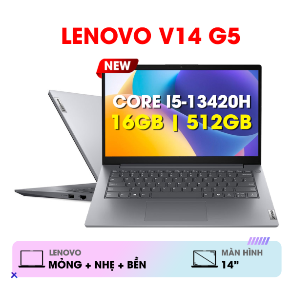 Laptop Lenovo V14 G5 IRL 83HD0062VA (Core i5-13420H | 16GB | 512GB | Intel UHD | 14 inch FHD IPS | NoOS | Xám)